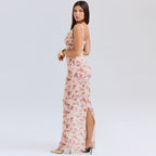 Floral Print Deep V-Neck Fitted Party Dress image 8