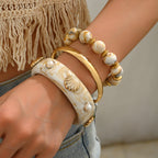 Shell Pearl Resin Bead Boho Layered Bracelet image 2