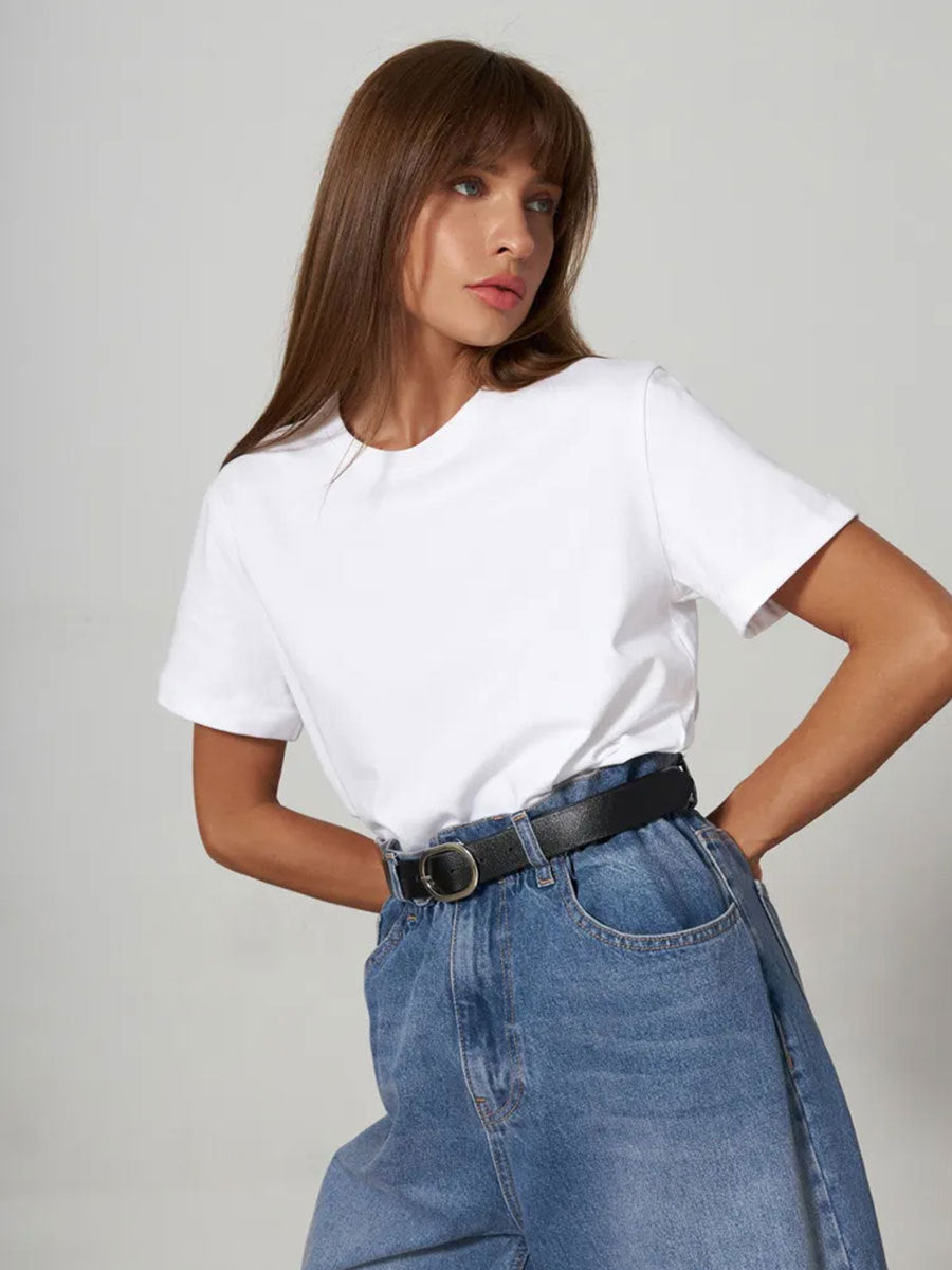 Minimalist Casual Solid Crew Neck T-shirt image 3