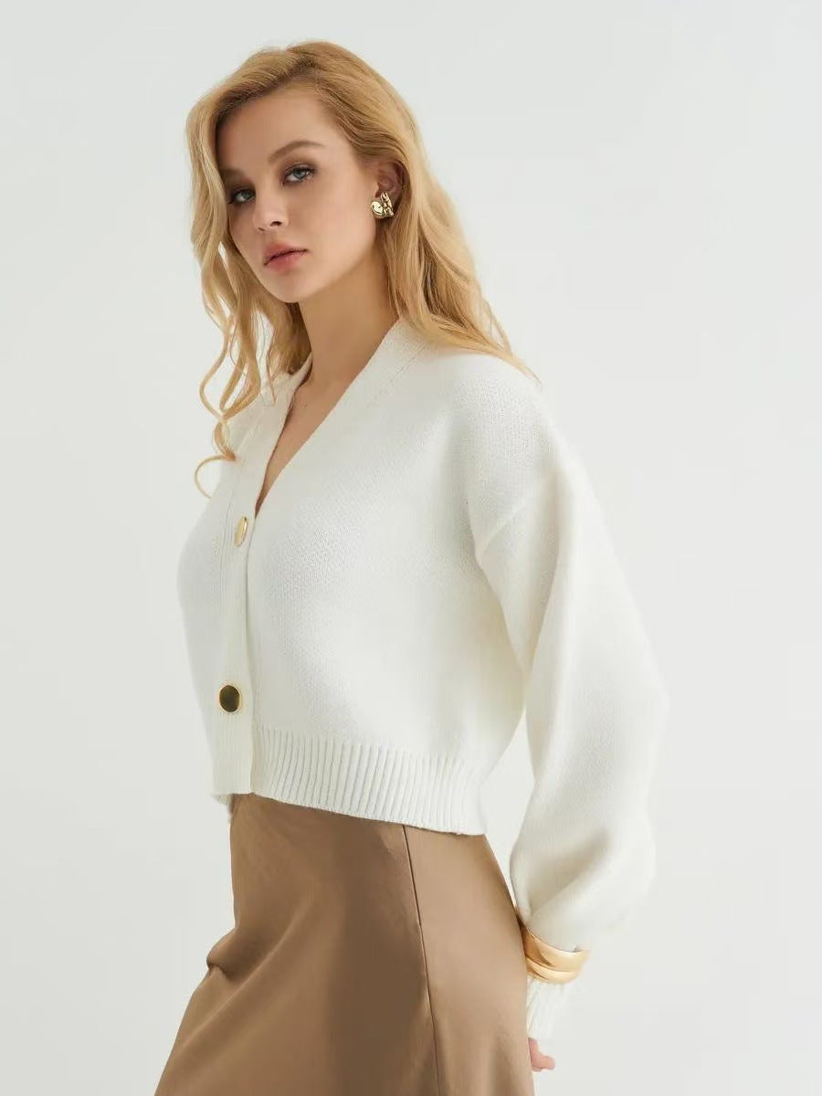 Custom Solid Color V-Neck Loose Knit Cardigan image 18