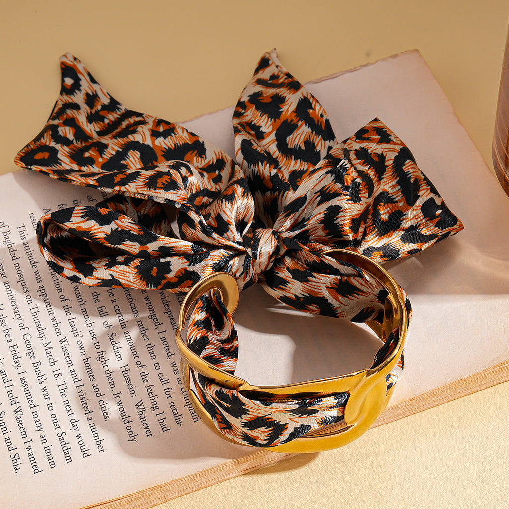 Stainless Steel Hollow Fabric Open Bracelet image 8
