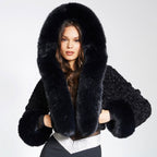 Solid Thickened Fur Collar Cropped Coat image 6