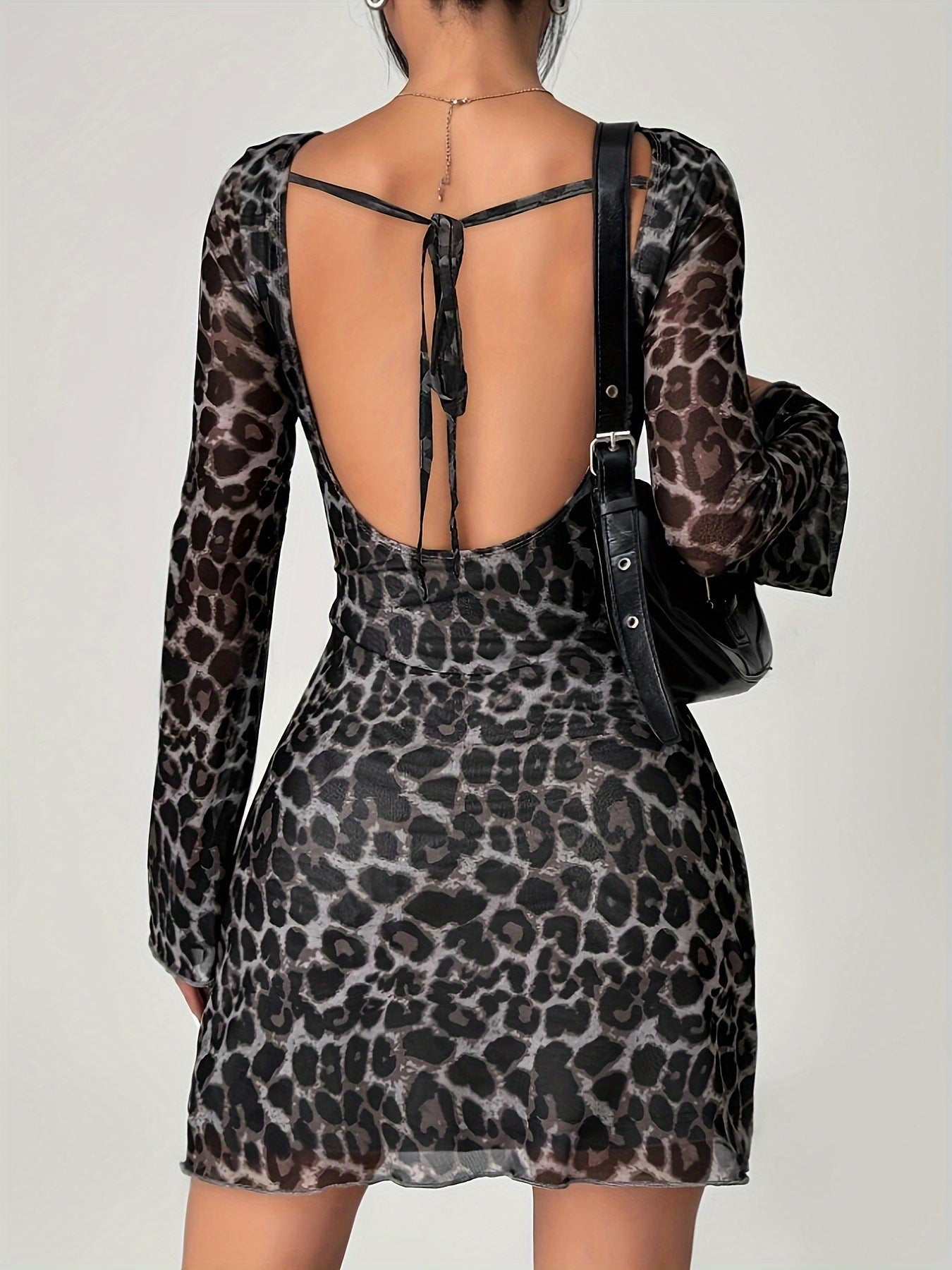 Sexy Leopard Print Backless Party Dress image 1