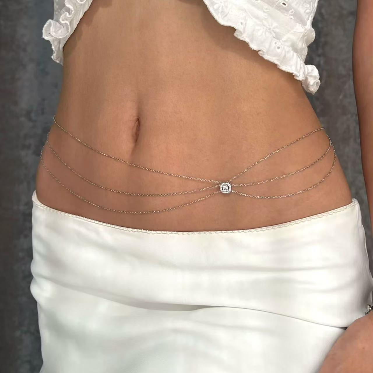 Sparkling Rhinestone Sexy Waist Body Chain image 1