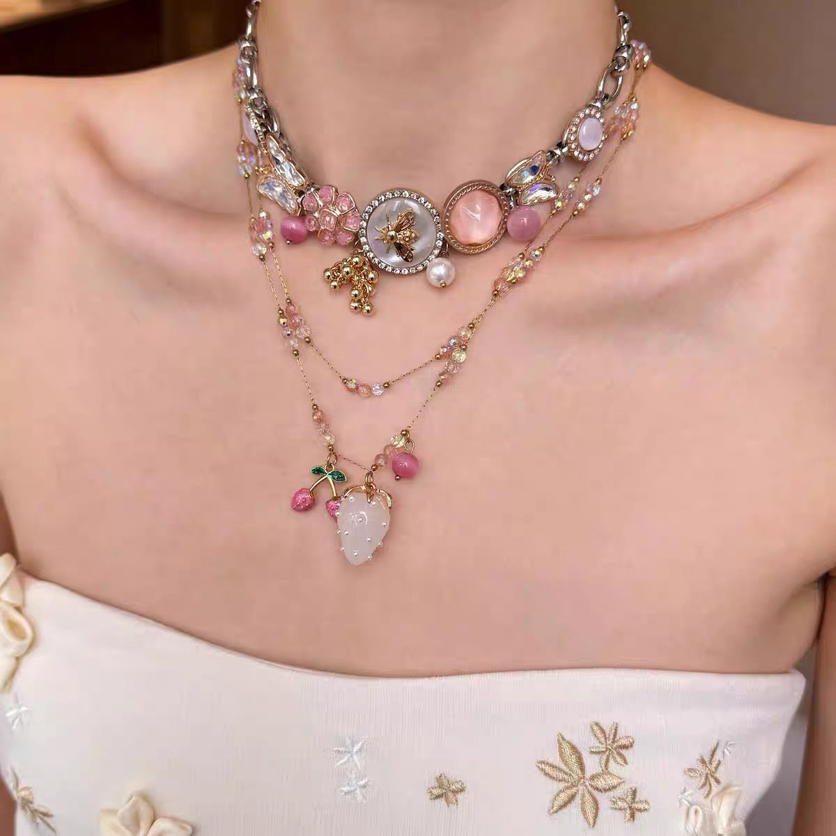 Vintage Gem Beaded Stackable NeckLace image 2