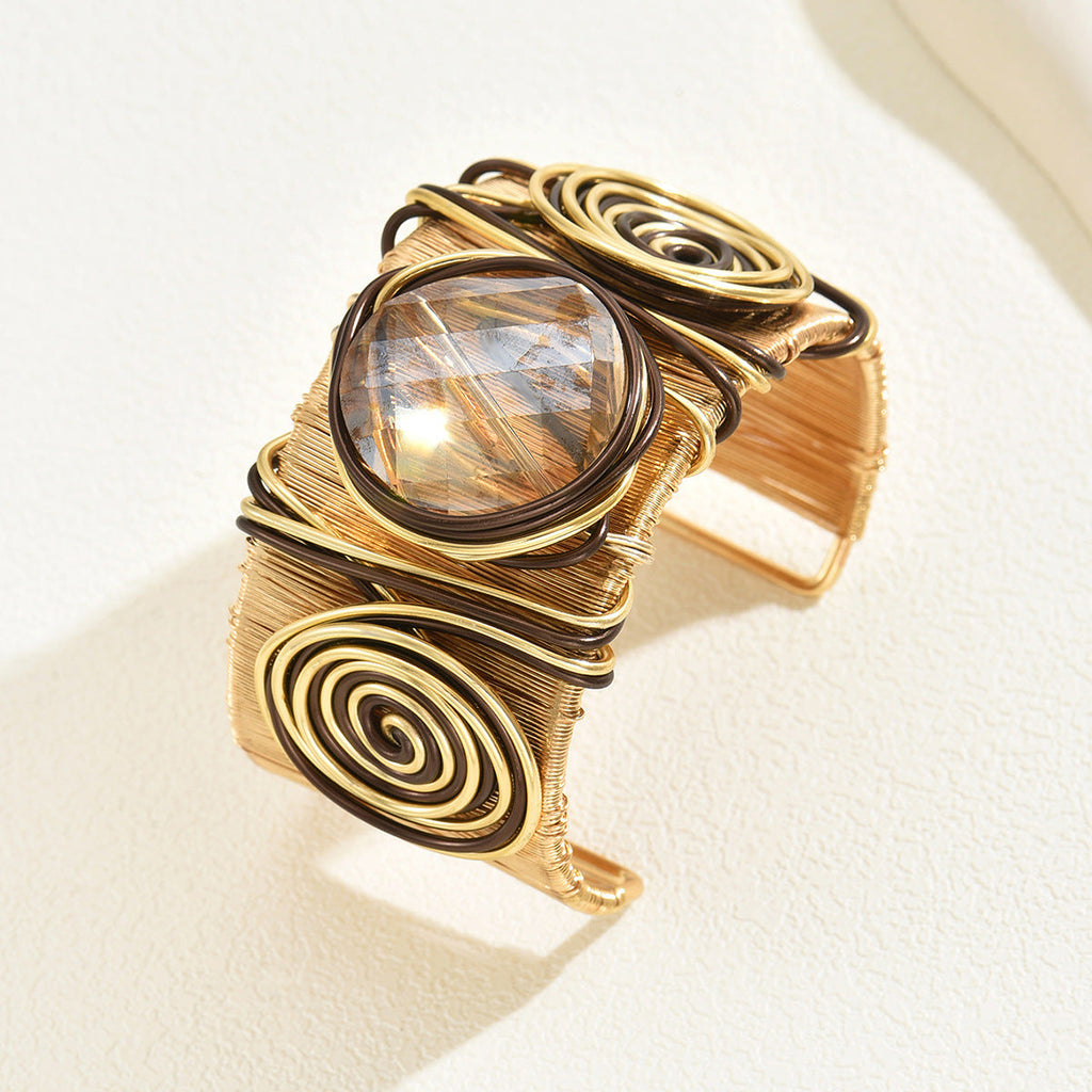 Twisted Round Gem Thread Open Bracelet image 3