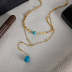 Titanium Blue Turquoise Double Layer Y-shaped NeckLace image 3