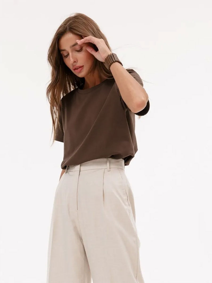 Minimalist Casual Solid Crew Neck T-shirt image 9