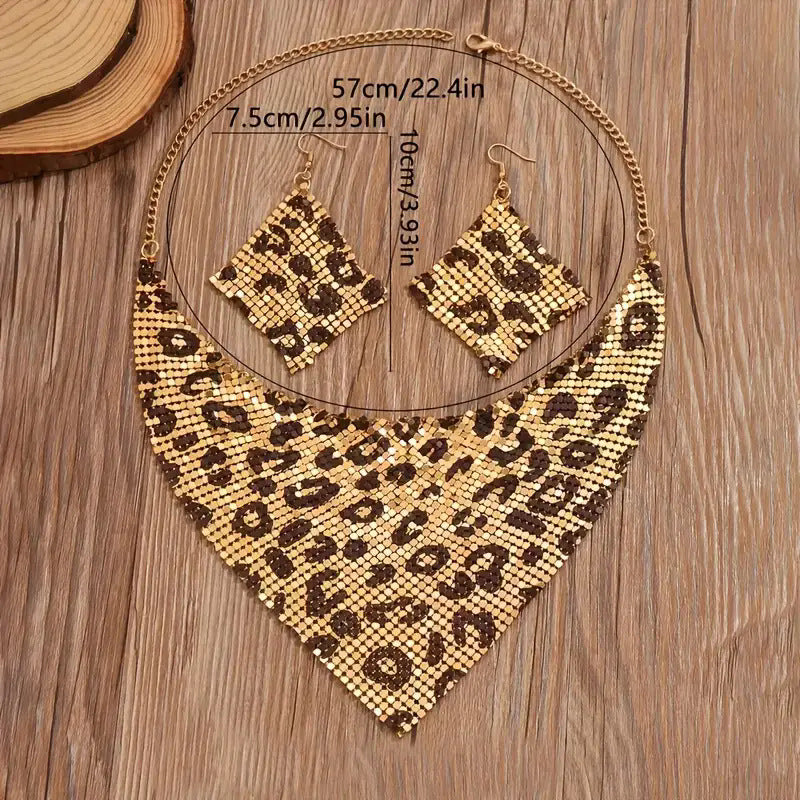Leopard Print Sequin Triangle Scarf NeckLace image 4