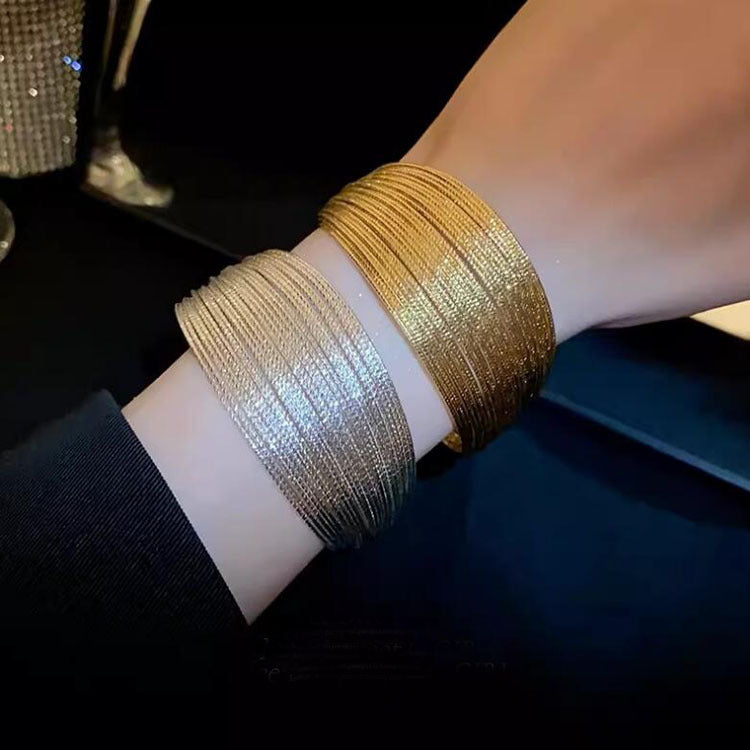 Brushed Multi Layer Open Wide Bracelet image 1