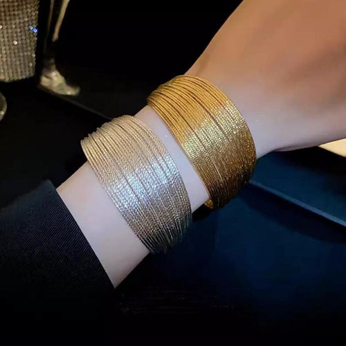 Brushed Multi Layer Open Wide Bracelet image 1