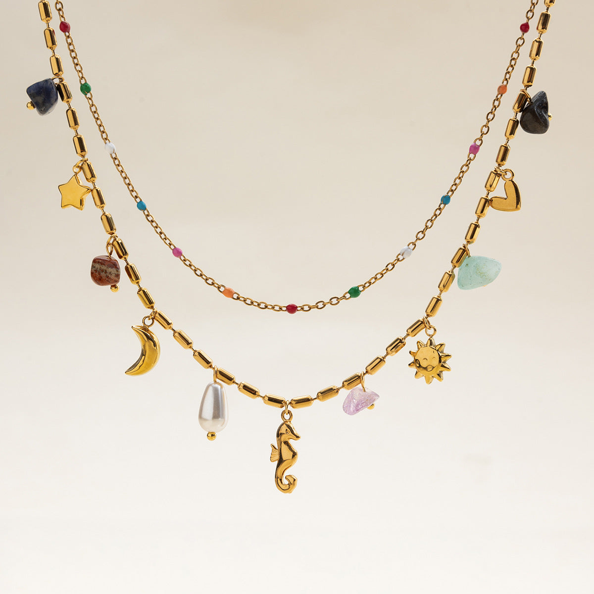 Ocean Style Titanium Steel Double Layer NeckLace image 4
