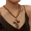 Gothic Cross Multi Layer Beaded NeckLace image 1