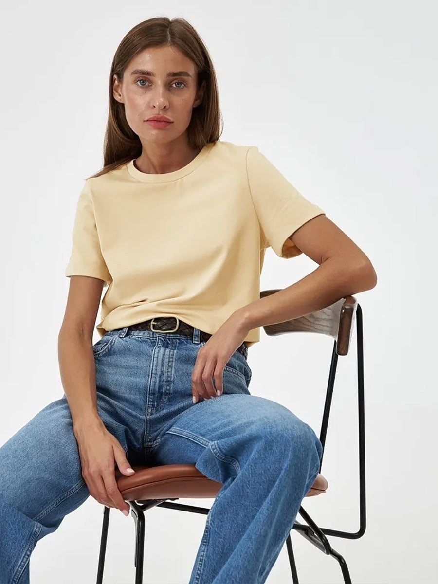 Minimalist Casual Solid Crew Neck T-shirt image 13