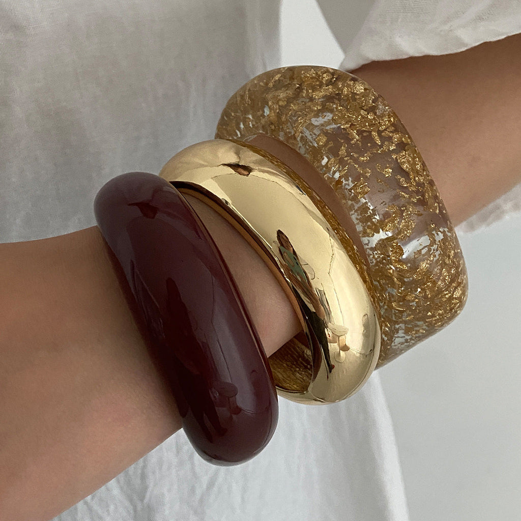 Smooth Wide Gold Foil Tie Dye Bracelet image 1