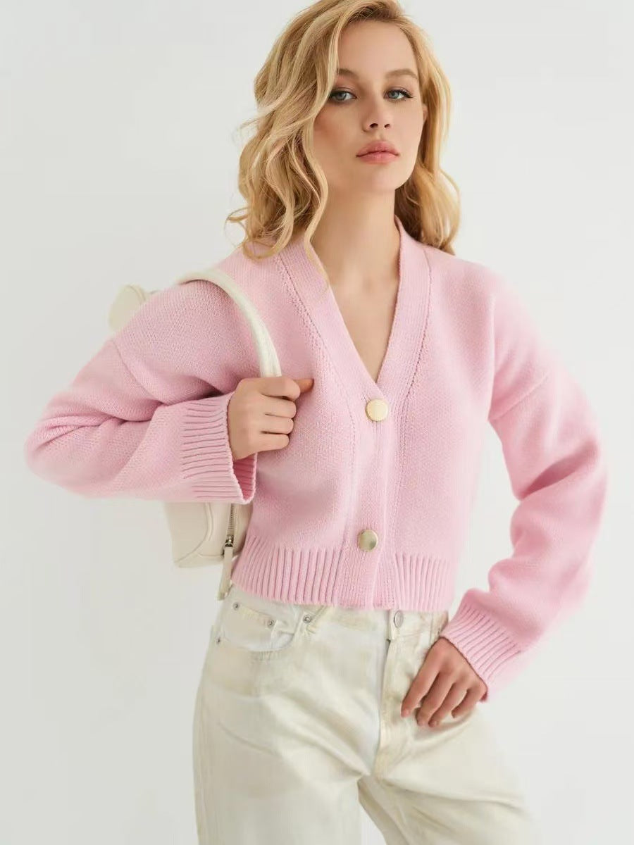 Custom Solid Color V-Neck Loose Knit Cardigan image 4