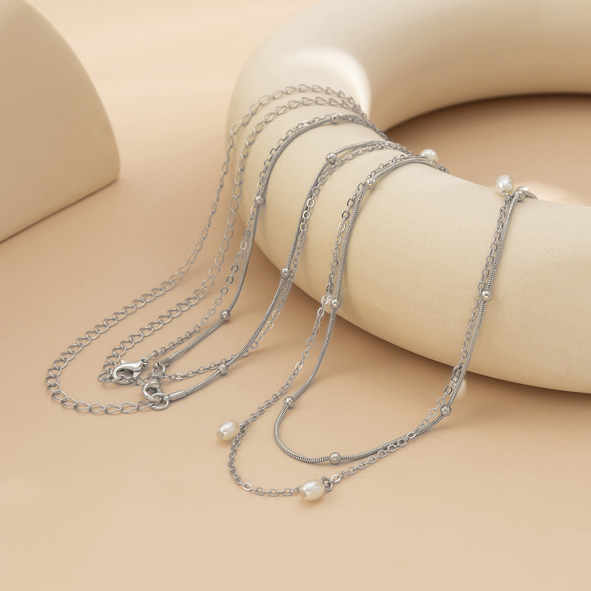 Sweet Cool Stackable Faux Pearl Metal Waist Body Chain image 6