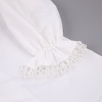Ruffled Deep V-Neck Lace Trim Blouse image 7