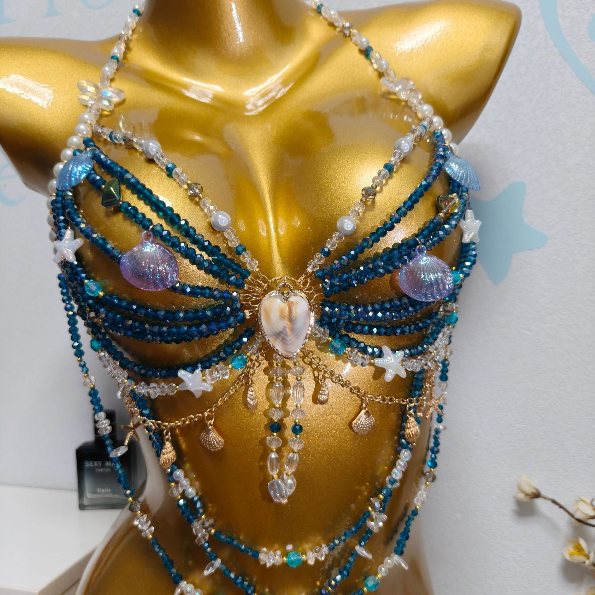 Ocean Style Pearl Beaded Chest Body Chain image 7