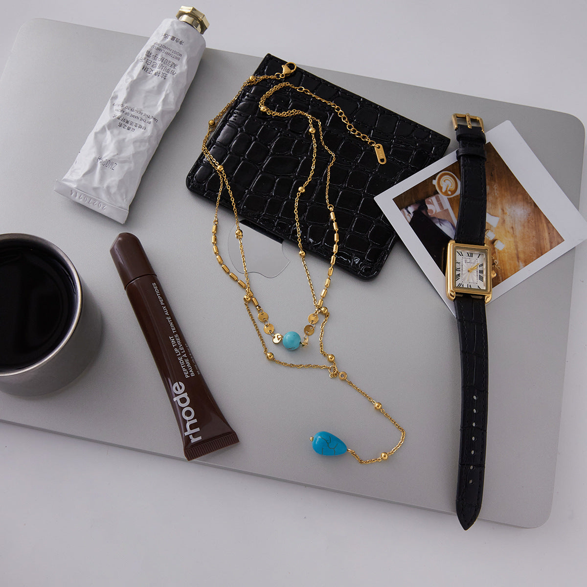 Titanium Blue Turquoise Double Layer Y-shaped NeckLace image 5