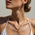 Stainless Steel Natural Stone Pearl Starfish Sun NeckLace image 1