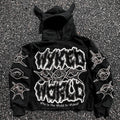 Y2K Chic Street Print Devil Horn Hoodie image 1