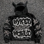 Y2K Chic Street Print Devil Horn Hoodie image 1