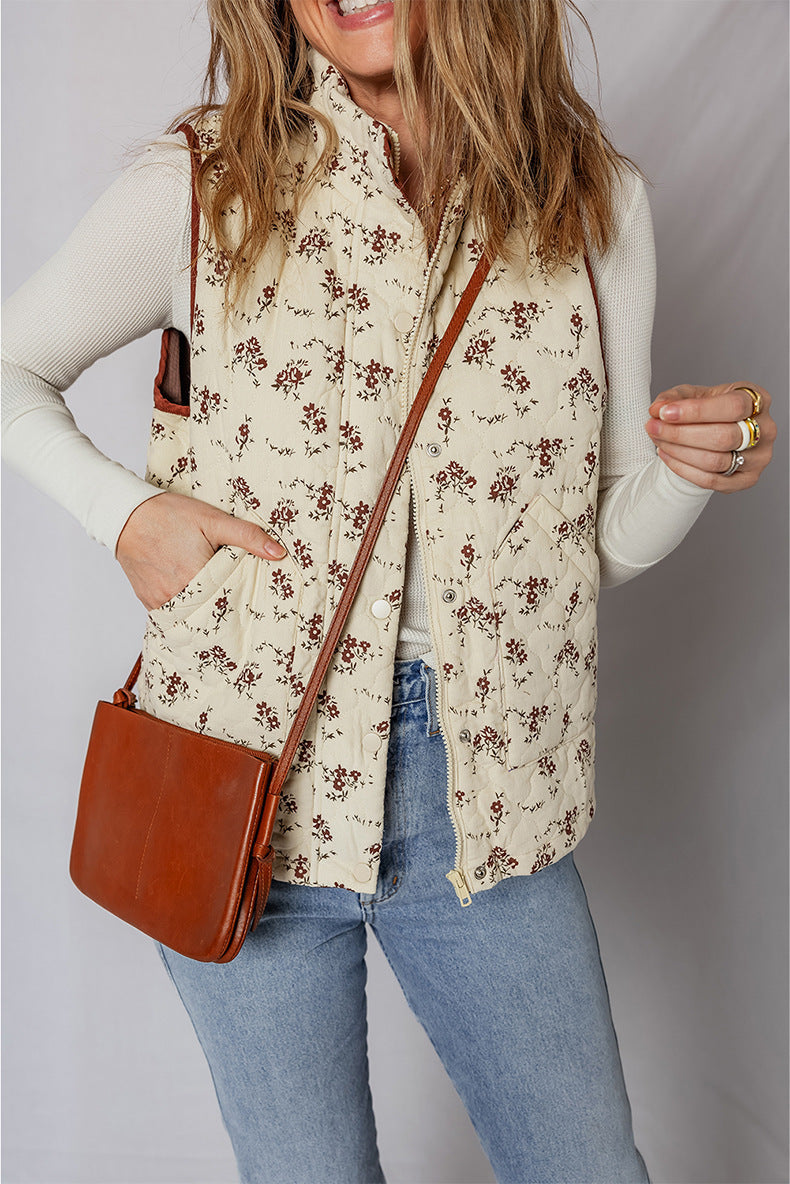 Romantic Floral Color Block Vest image 1