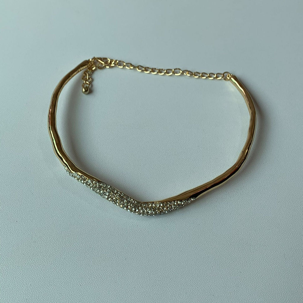 Minimal Metal Irregular Lava Rhinestone NeckLace image 3