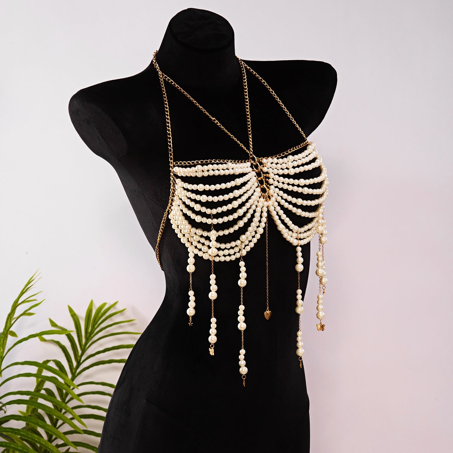Pearl Beaded Tassel Halter Body Chain image 6