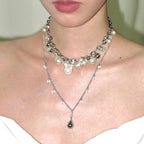 Waterdrop Pearl Double Layer Stackable NeckLace image 2