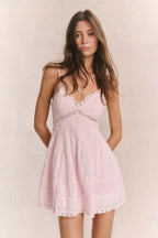 Lace Patchwork Hollow Ruffle Cami Mini Dress image 5