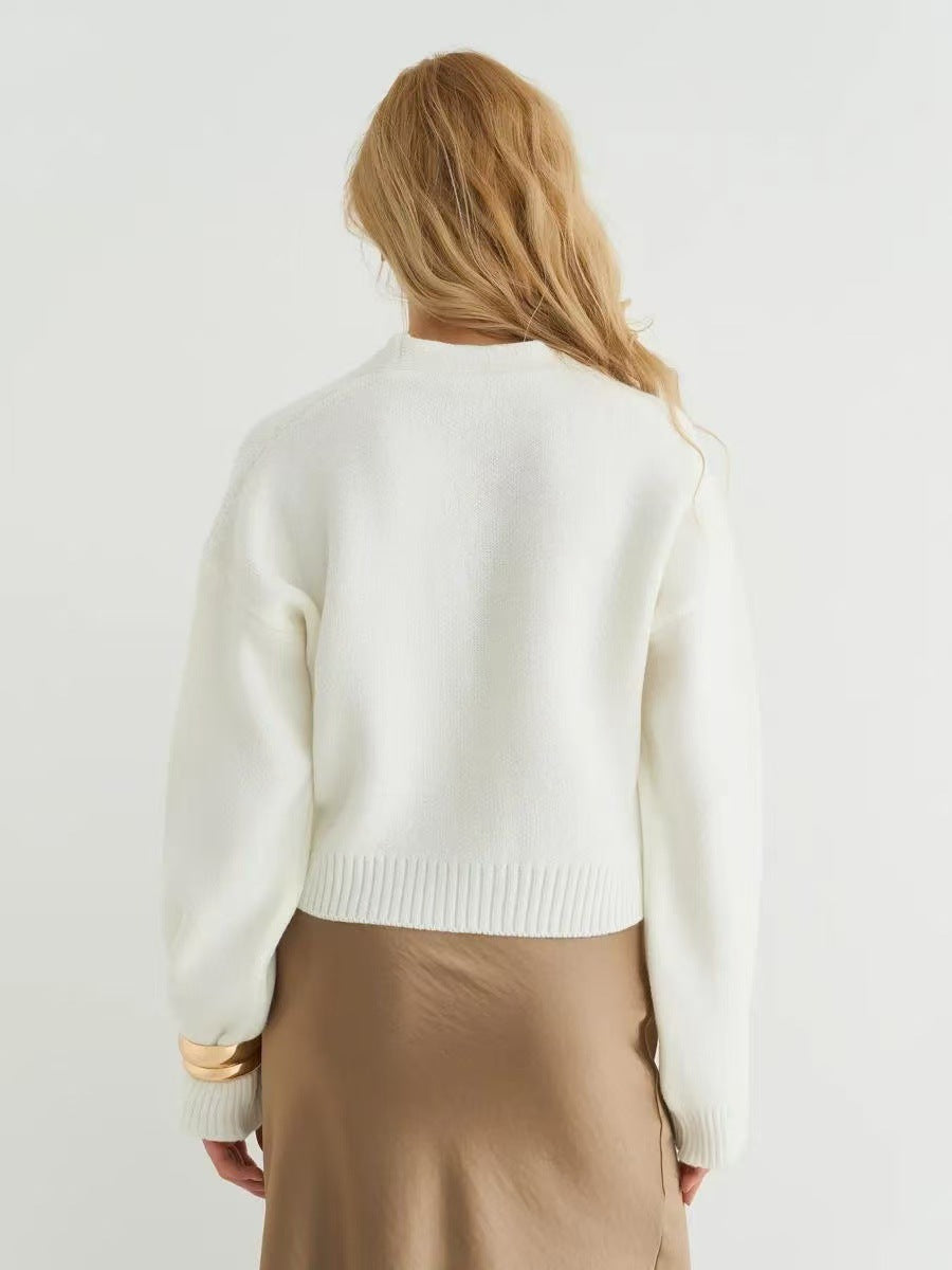 Custom Solid Color V-Neck Loose Knit Cardigan image 17