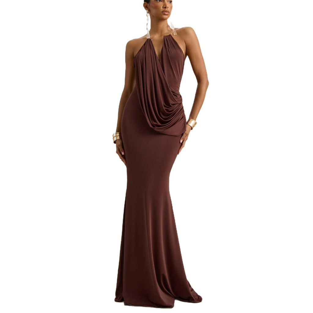 Ruffle Cowl Neck Bodycon Maxi Dress image 5