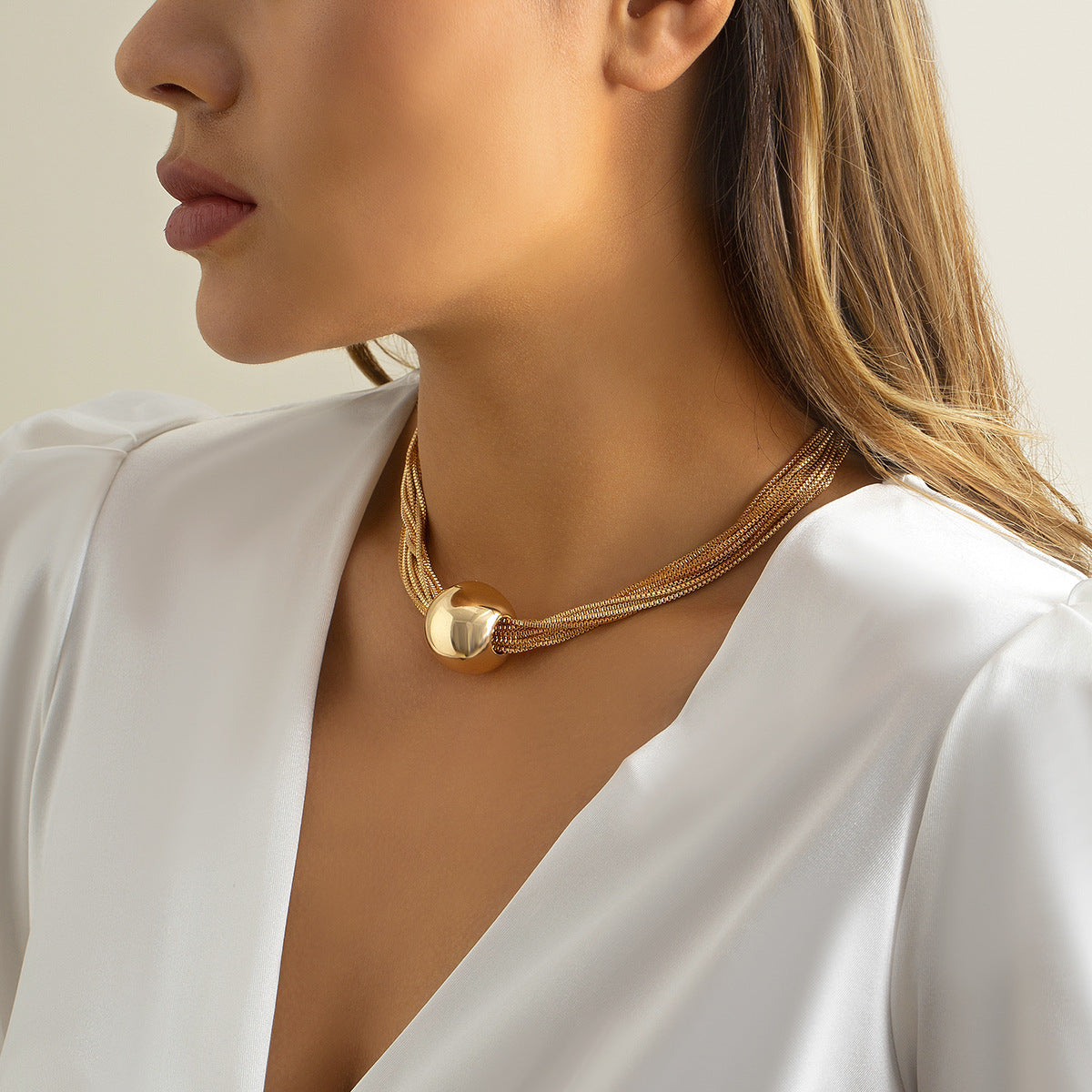 Multi Layer Chain Ball NeckLace image 3