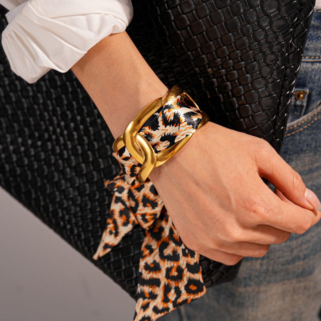Stainless Steel Hollow Fabric Open Bracelet image 6