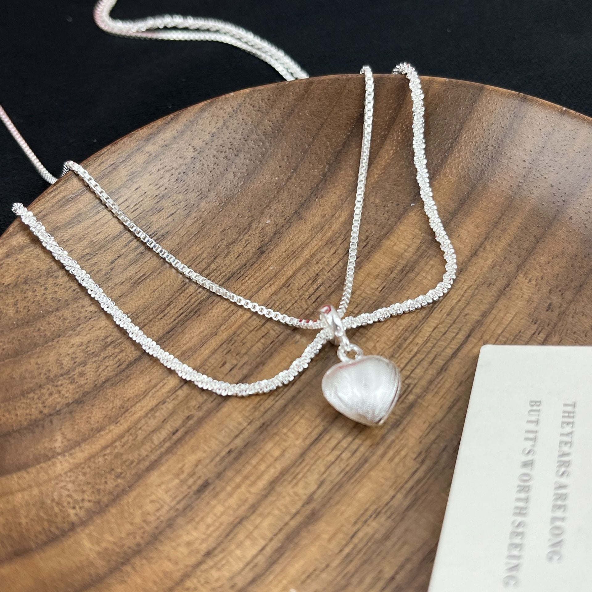Minimal Double Layer Heart Pendant NeckLace image 5