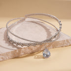 Zircon Rhinestone Waterdrop Crisscross Double Layer NeckLace image 5
