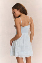 Lace Patchwork Hollow Ruffle Cami Mini Dress image 13