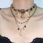 Double Layer Sunflower Cross Snake NeckLace image 2