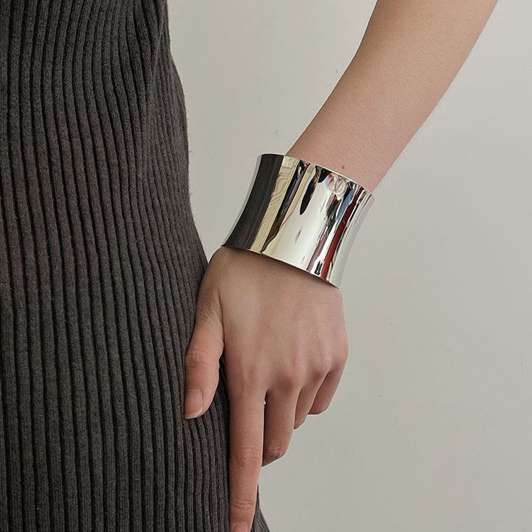 Vintage Minimalist Wide Crisscross Open Bracelet image 1