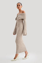 Slim Fitted Off-Shoulder Long Sleeve Sweater Dress image 3