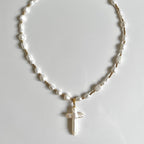 Vintage Baroque Cross Pearl NeckLace image 3