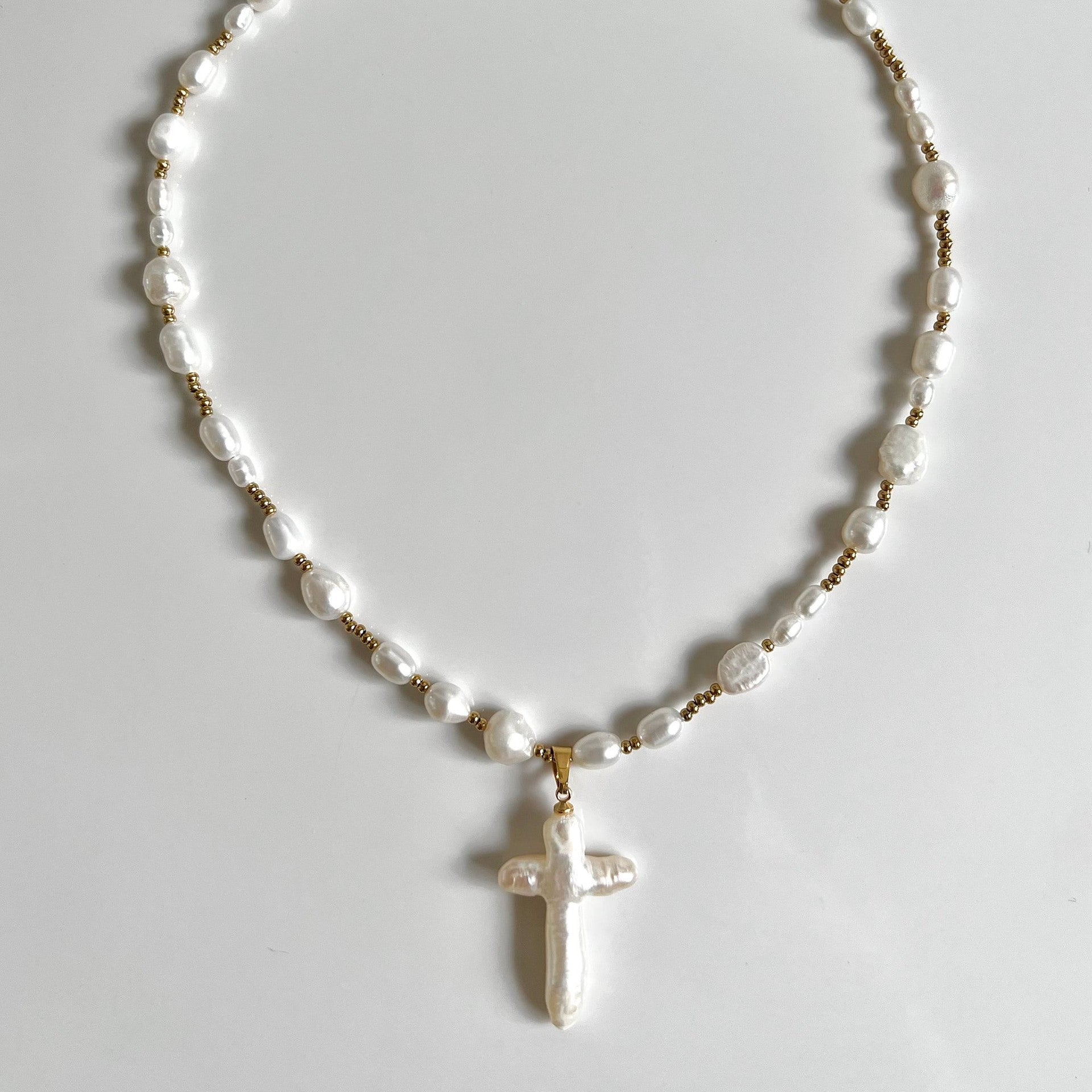 Vintage Baroque Cross Pearl NeckLace image 3