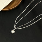 Minimal Double Layer Heart Pendant NeckLace image 3