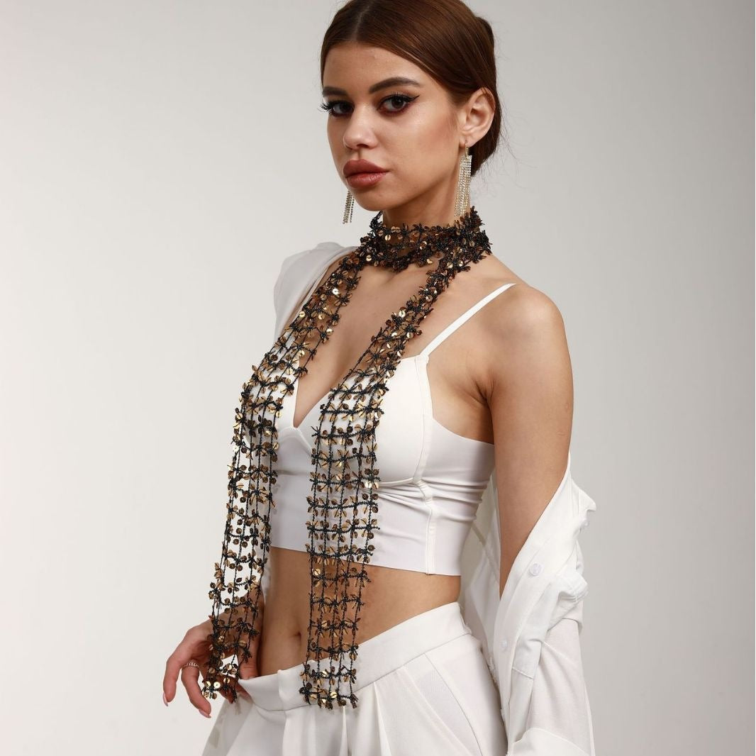 Sequin Scarf Hollow Out All Match NeckLace image 4