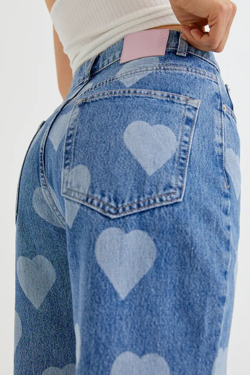 High Waist Vintage Heart Straight Jean image 3