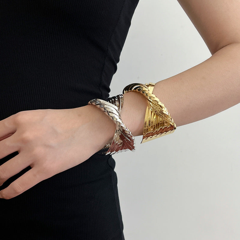 Metal Cross Wrap Irregular Open Bracelet image 1