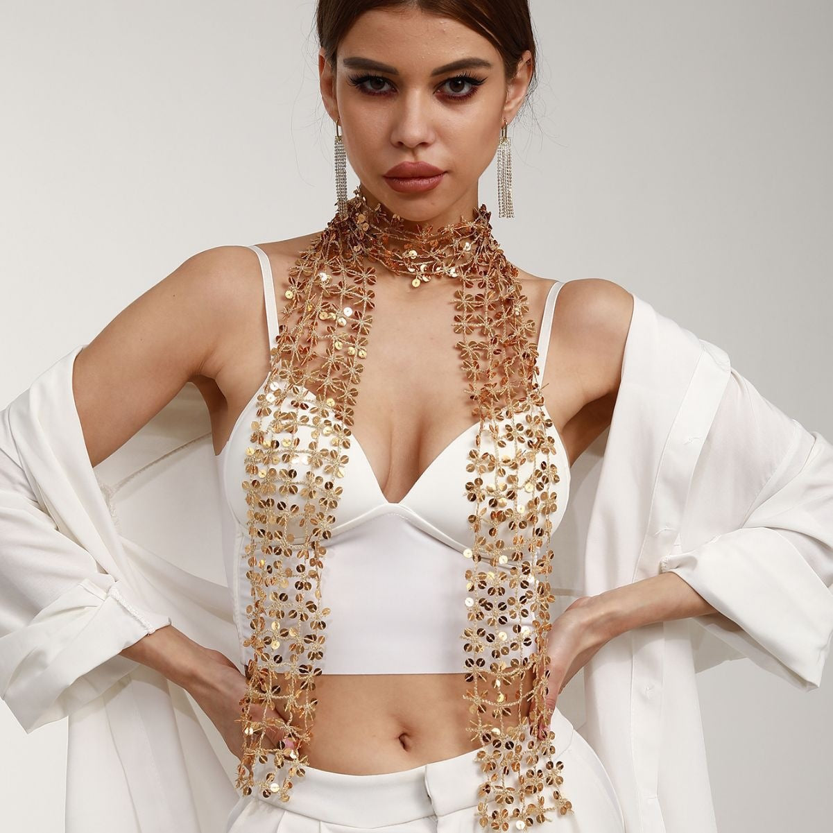 Sequin Scarf Hollow Out All Match NeckLace image 1