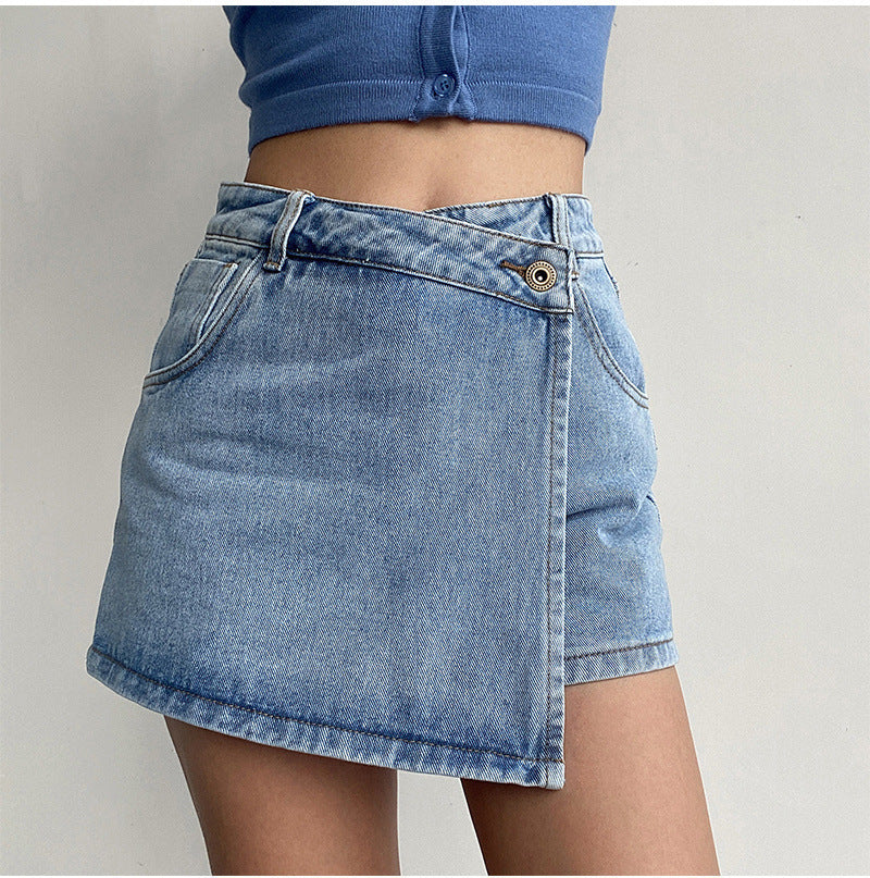Two In One High Waist A Line Denim Shorts image 1